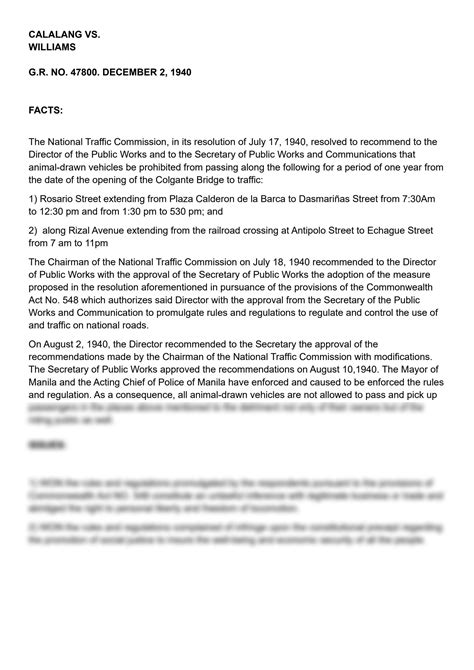 calalang vs. williams case digest|Calalang vs Williams G.R. No. 47800 December 2, 1940 .